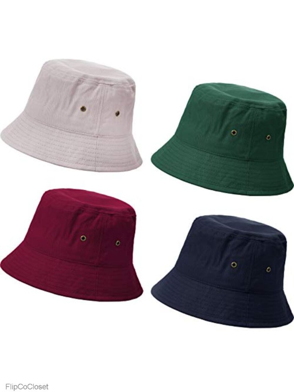 4 Pack Bucket Hats Cotton Foldable Packable Summer Sun Hat Beach Travel